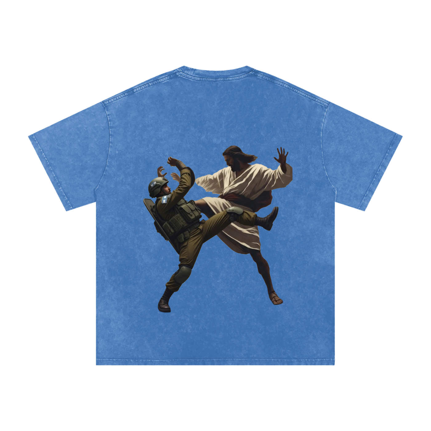 Jesus Fighting Demon Oversized Cotton T-Shirt