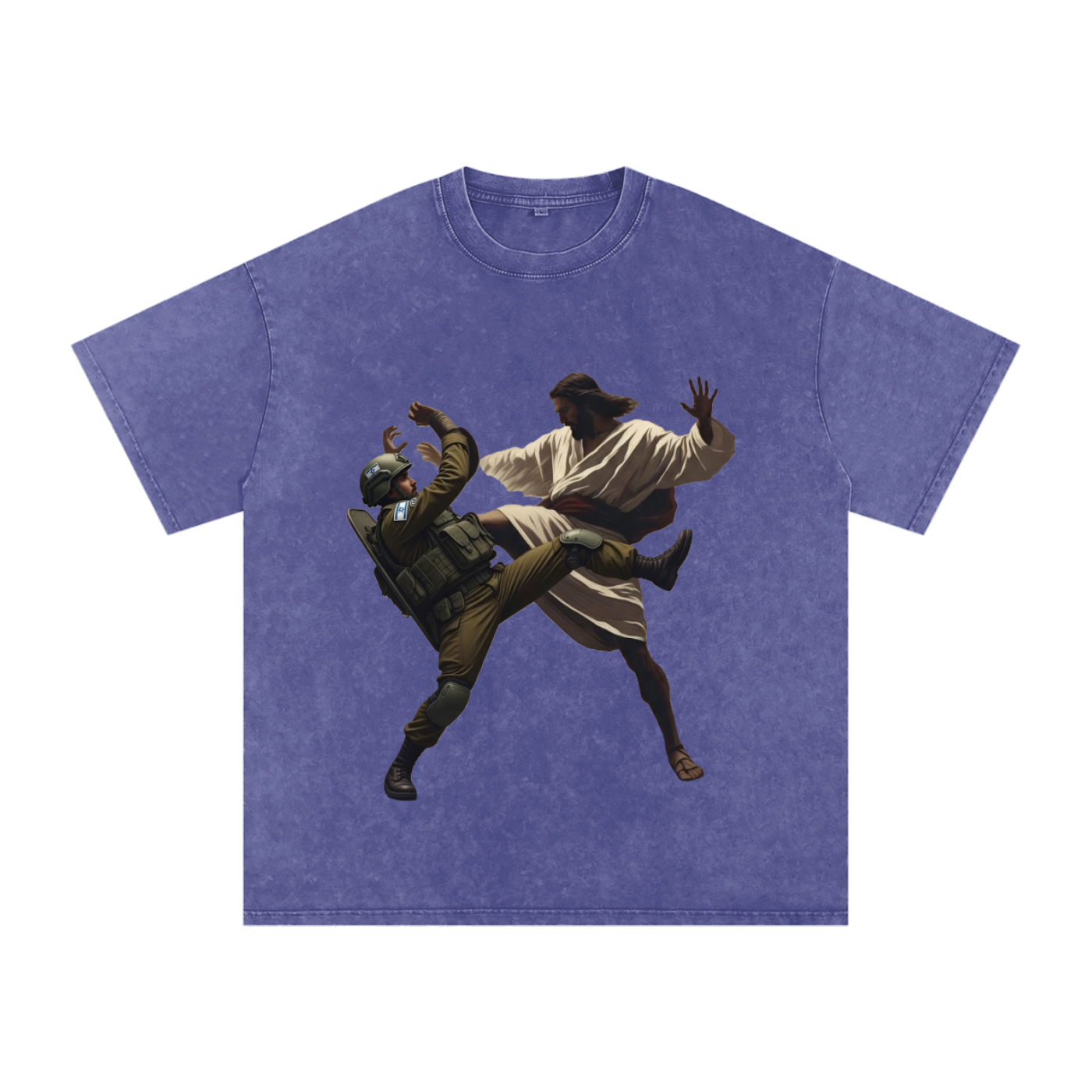 Jesus Fighting Soldier Oversized Cotton T-Shirt