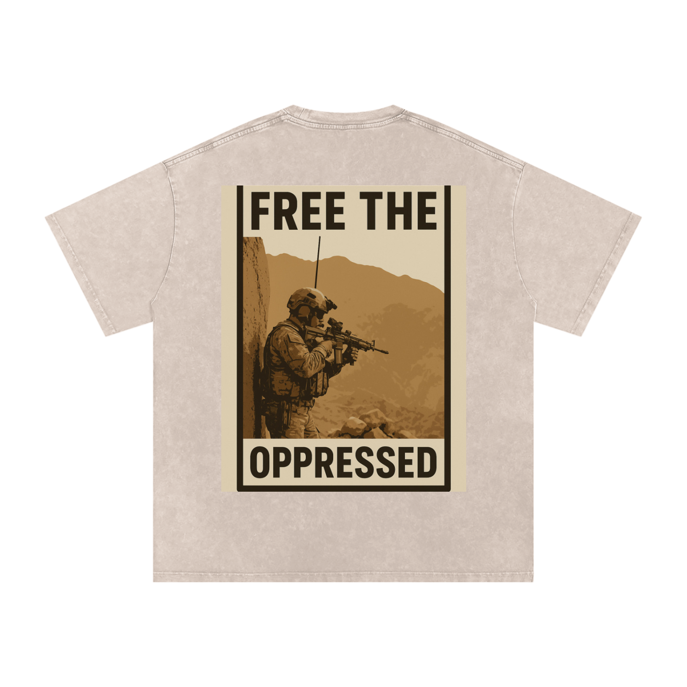 Free The Oppressed Snow Washed Oversized Cotton T-Shirt