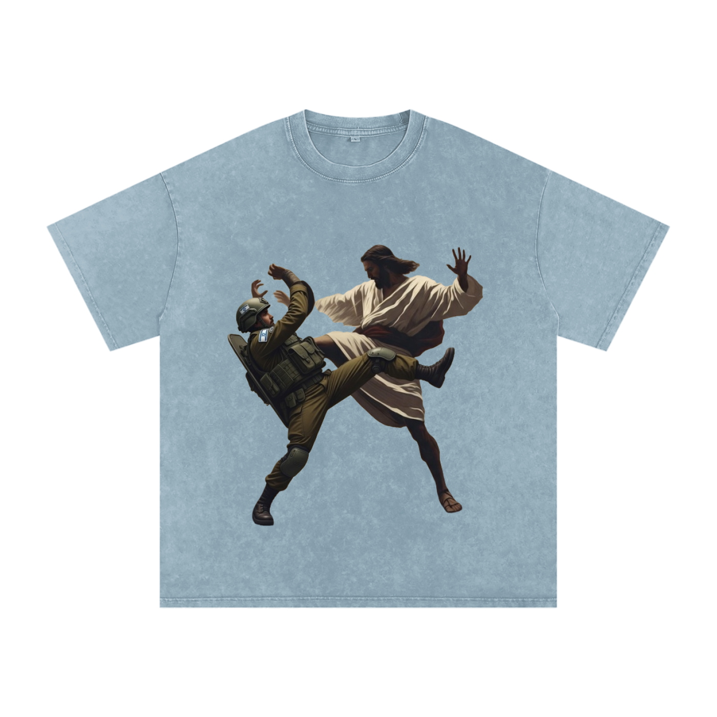 Jesus Fighting Soldier Oversized Cotton T-Shirt