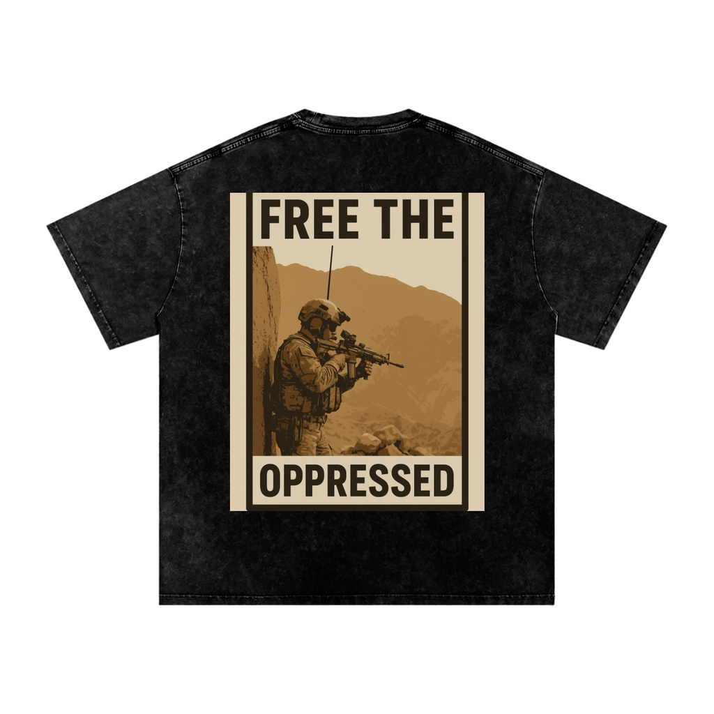Free The Oppressed Snow Washed Oversized Cotton T-Shirt