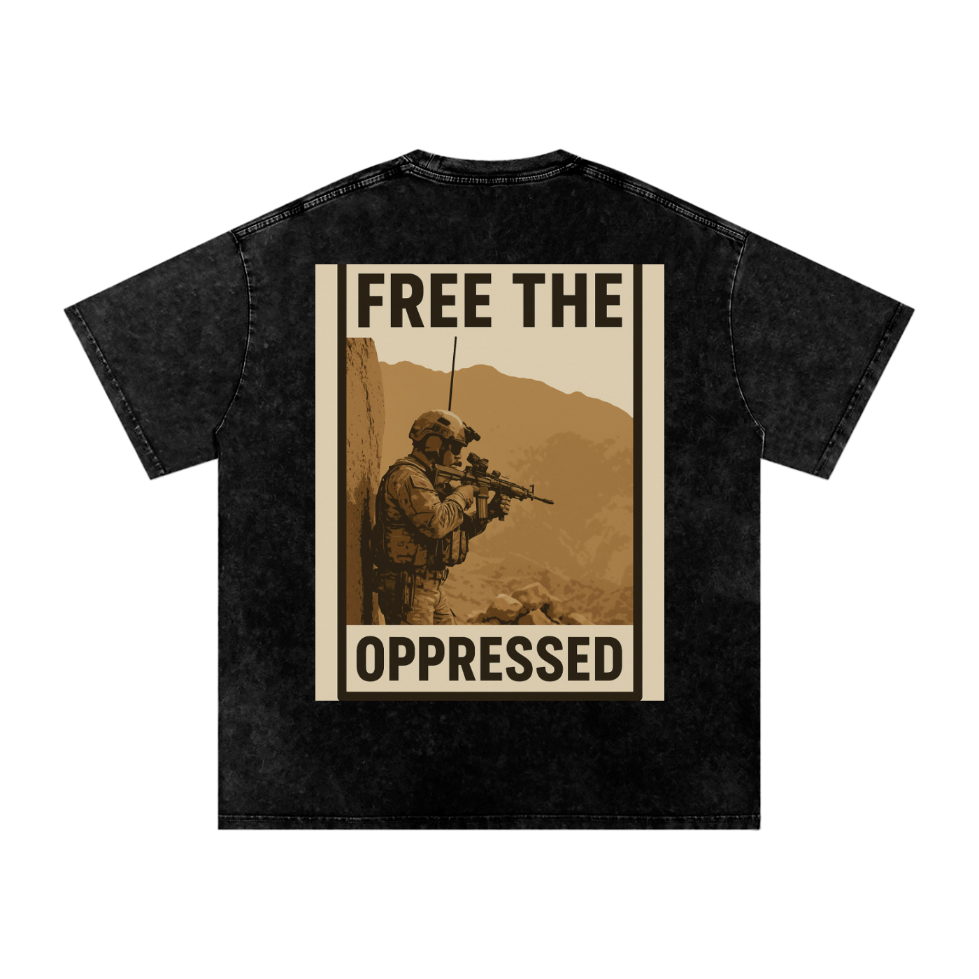 Free The Oppressed Snow Washed Oversized Cotton T-Shirt