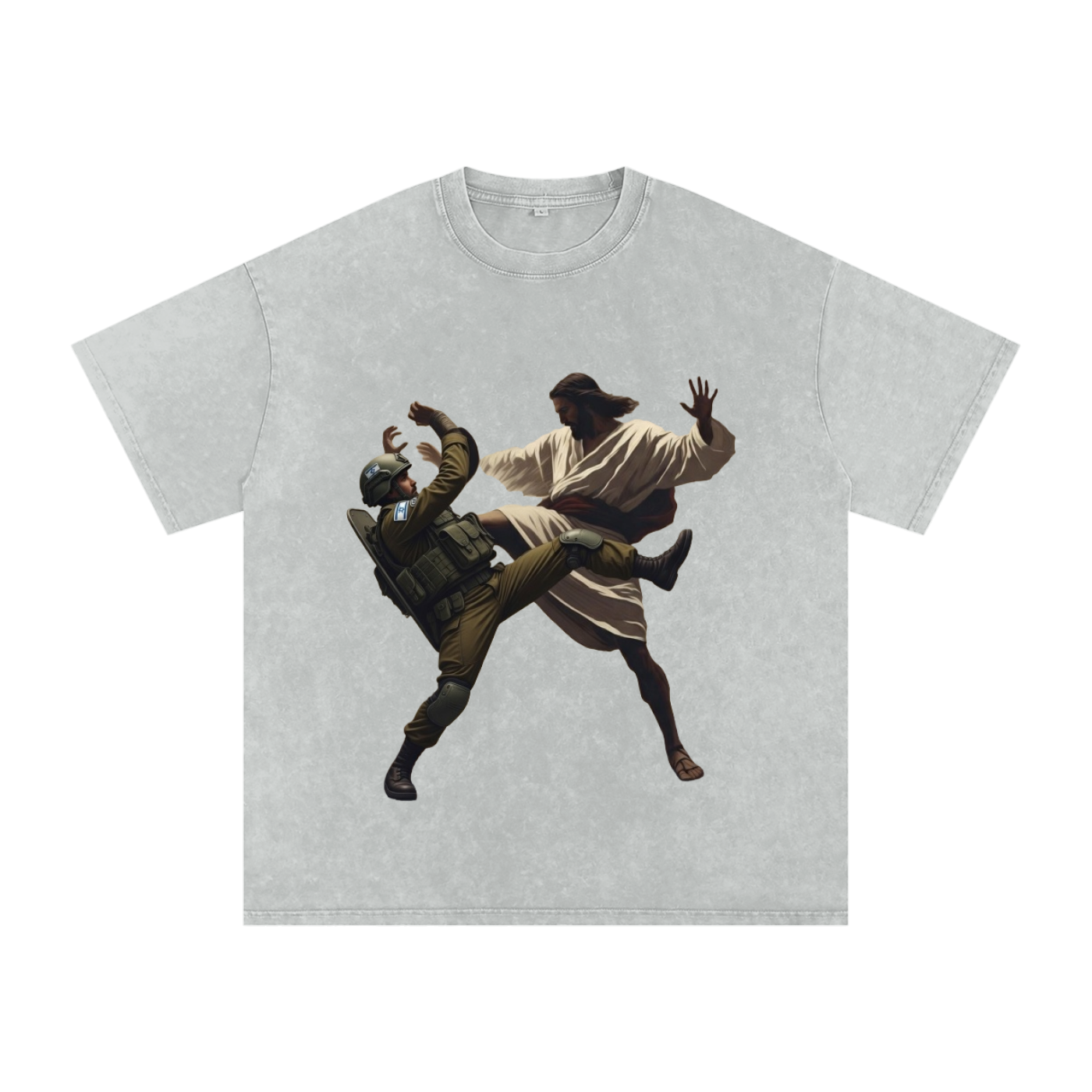 Jesus Fighting Soldier Oversized Cotton T-Shirt