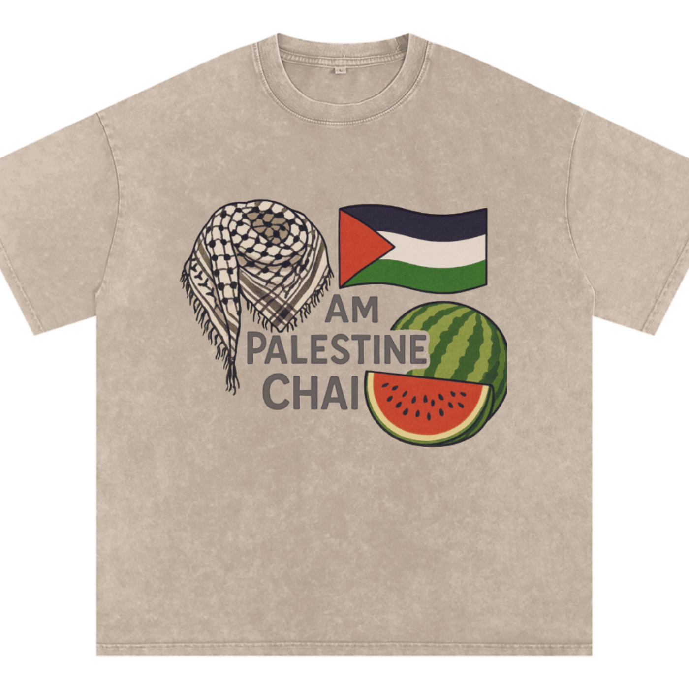 Am Palestine Chai Snow Washed Oversized T-Shirt
