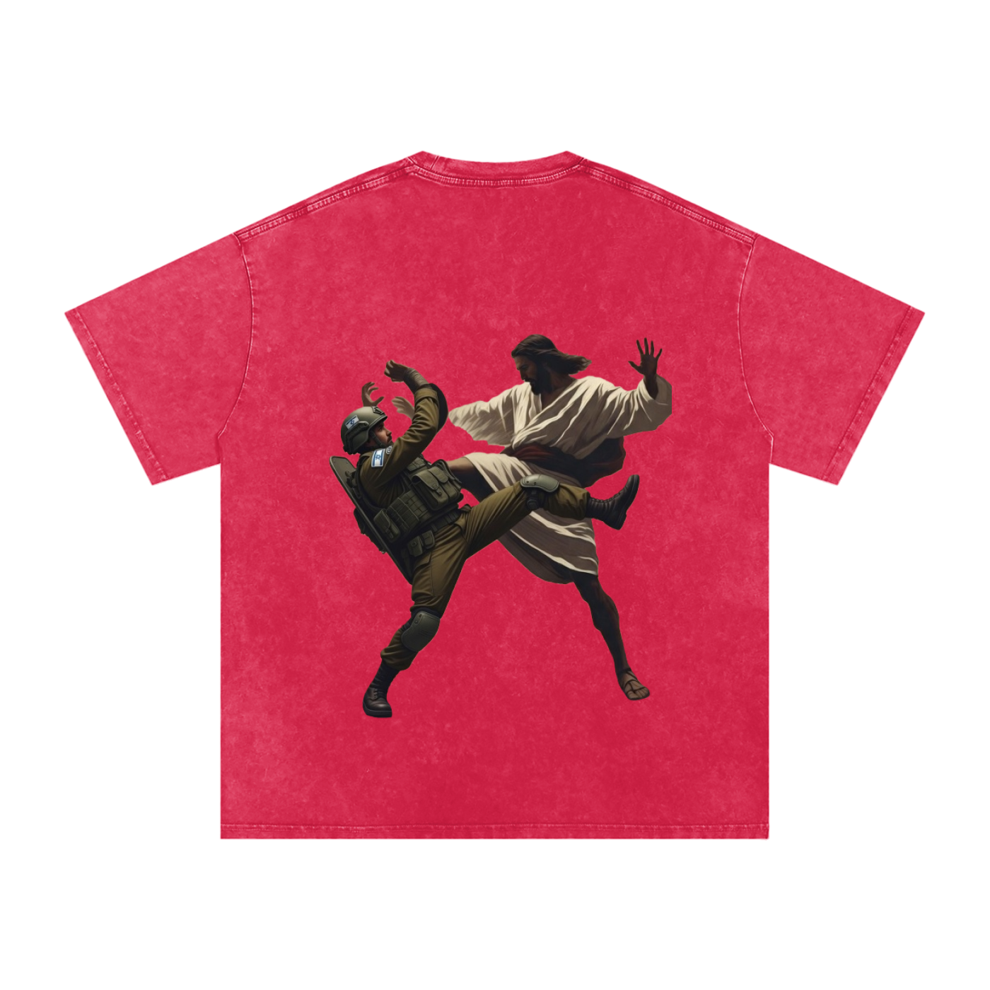 Jesus Fighting Demon Oversized Cotton T-Shirt