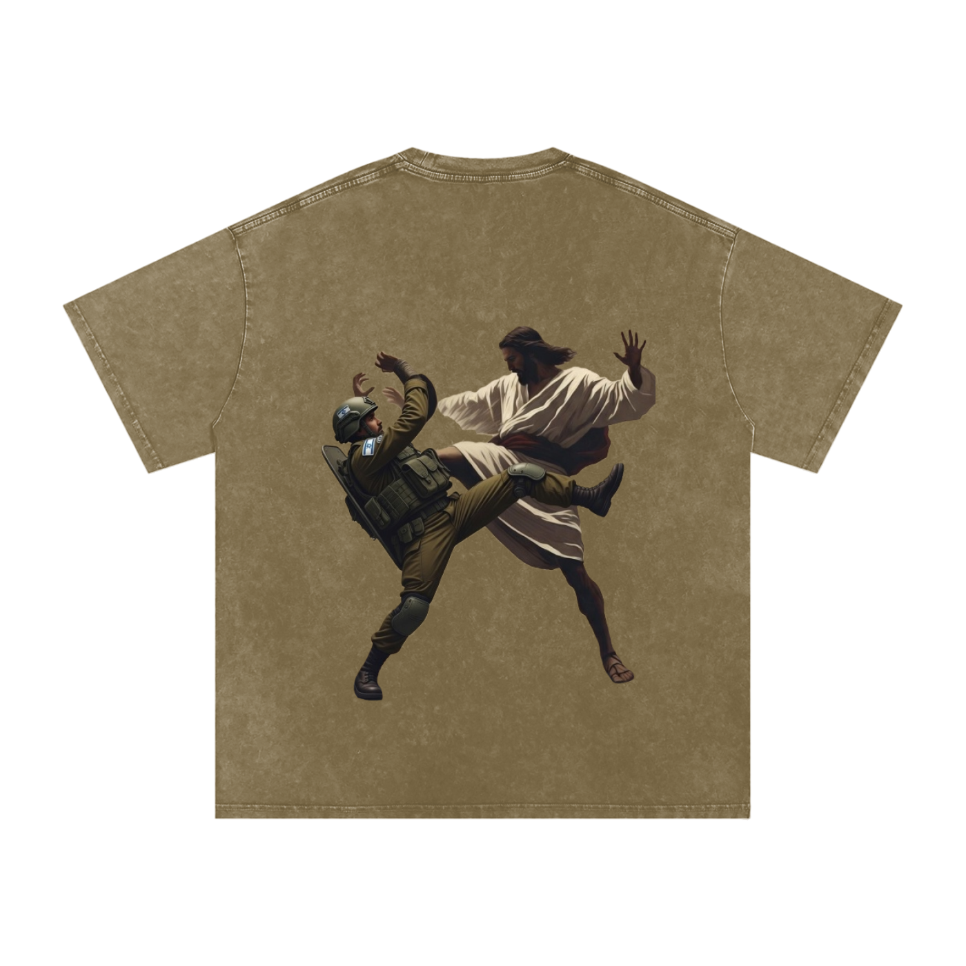 Jesus Fighting Demon Oversized Cotton T-Shirt