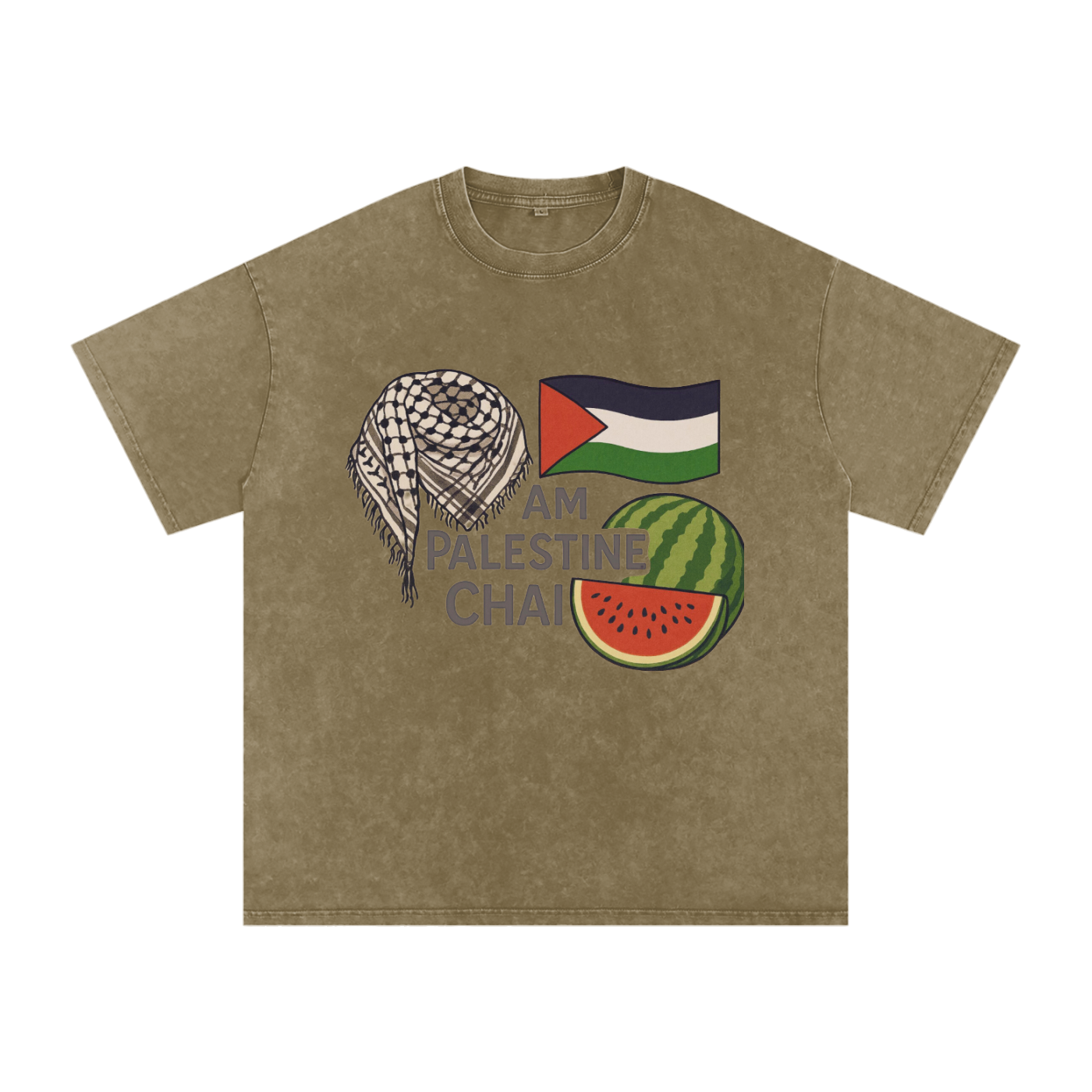 Am Palestine Chai Snow Washed Oversized T-Shirt