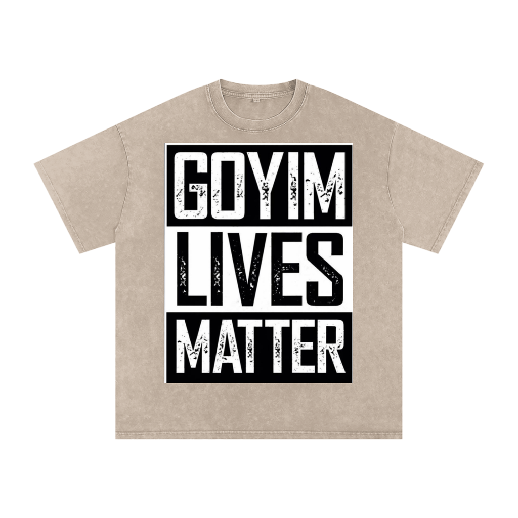 Goyim Lives Matter Front Logo Snow Washed Oversized Cotton T-Shirt