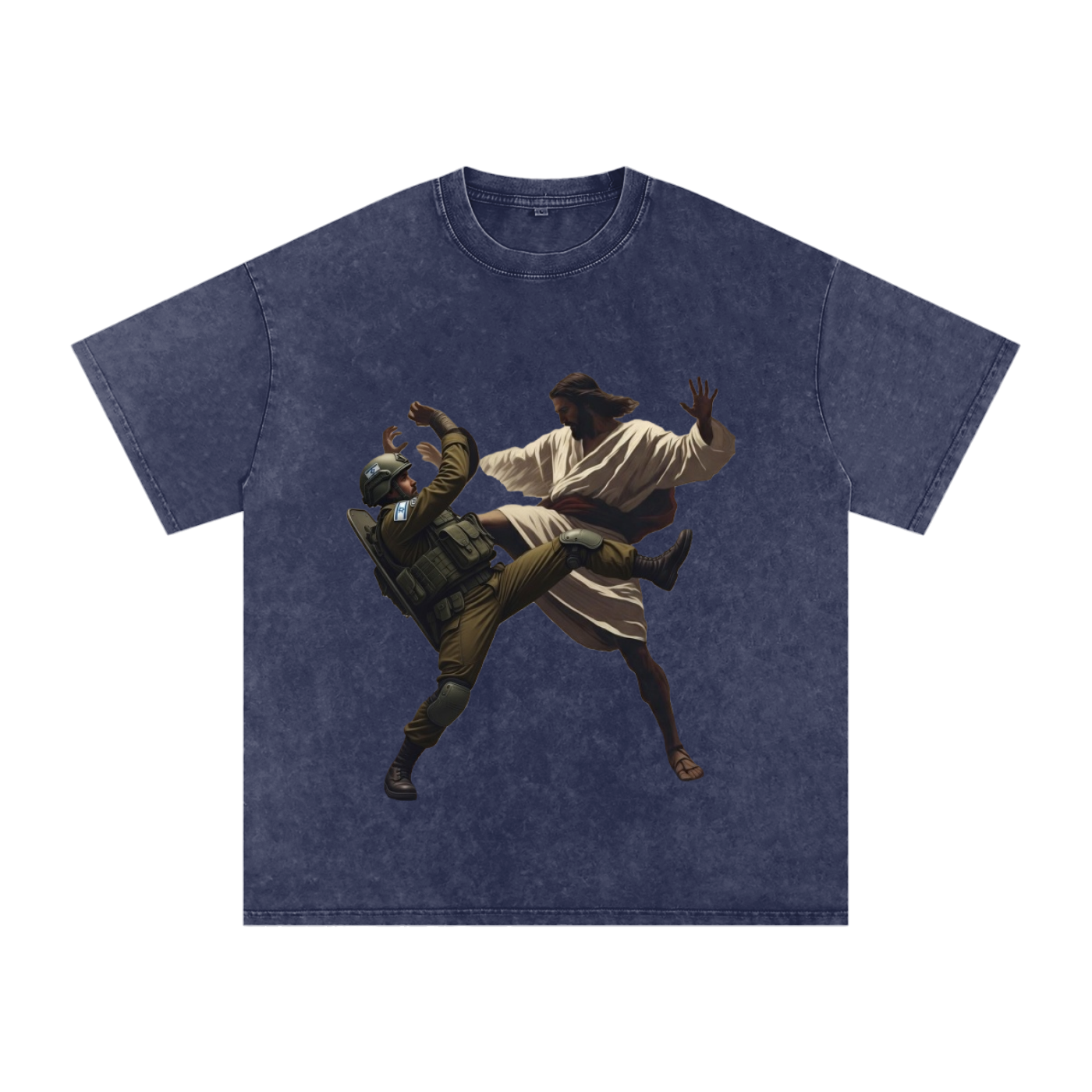 Jesus Fighting Soldier Oversized Cotton T-Shirt