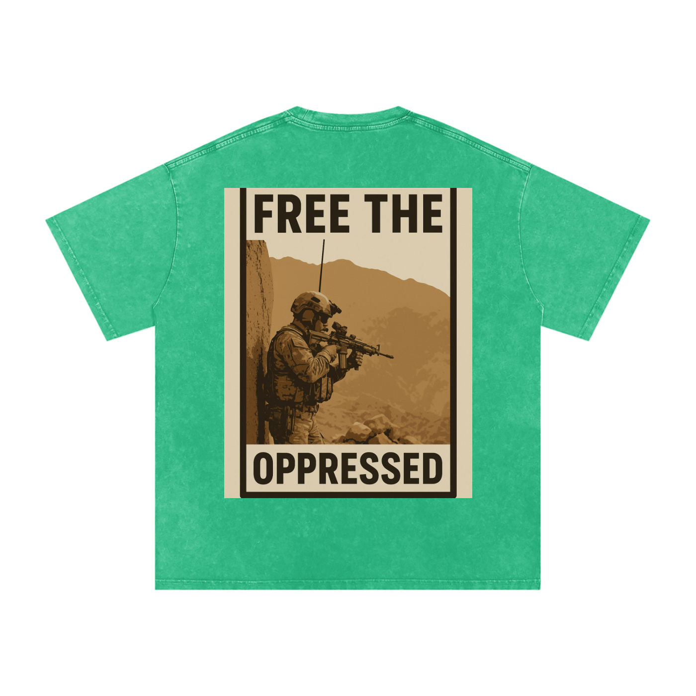 Free The Oppressed Snow Washed Oversized Cotton T-Shirt