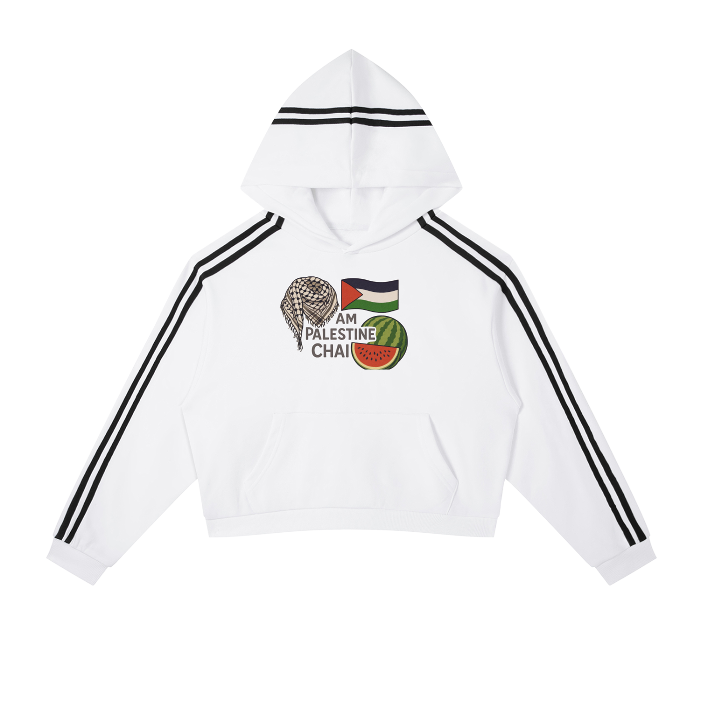 Am Palestine Chai Women Cropped Hoodie