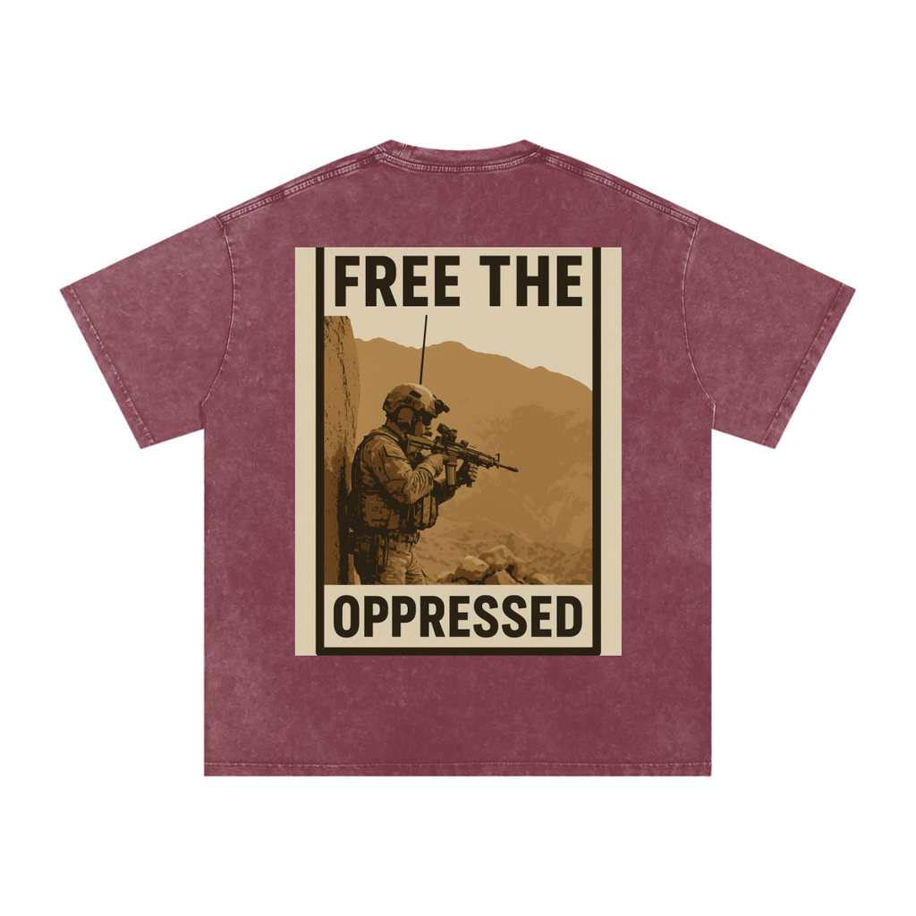 Free The Oppressed Snow Washed Oversized Cotton T-Shirt