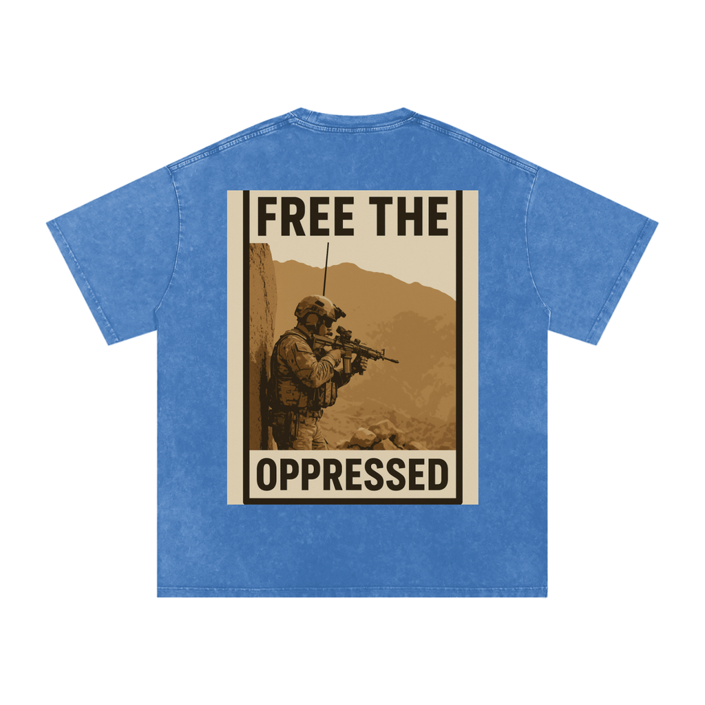 Free The Oppressed Snow Washed Oversized Cotton T-Shirt