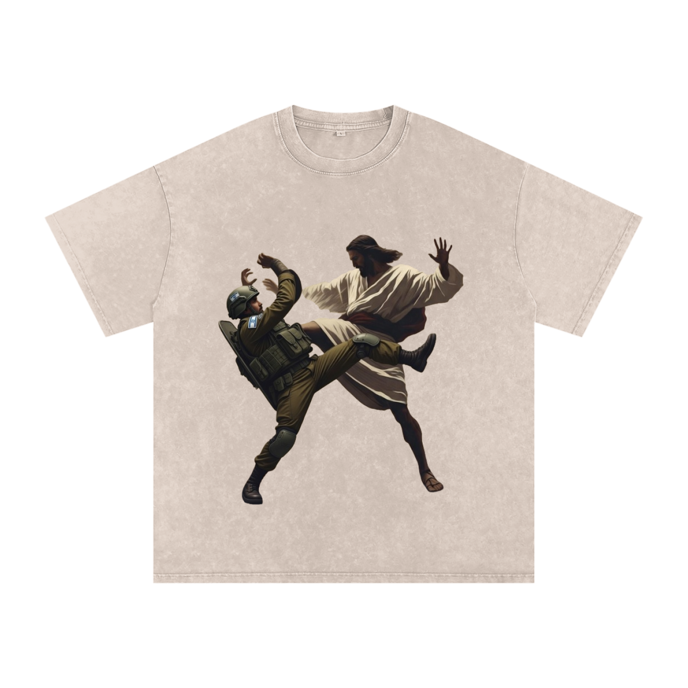 Jesus Fighting Soldier Oversized Cotton T-Shirt