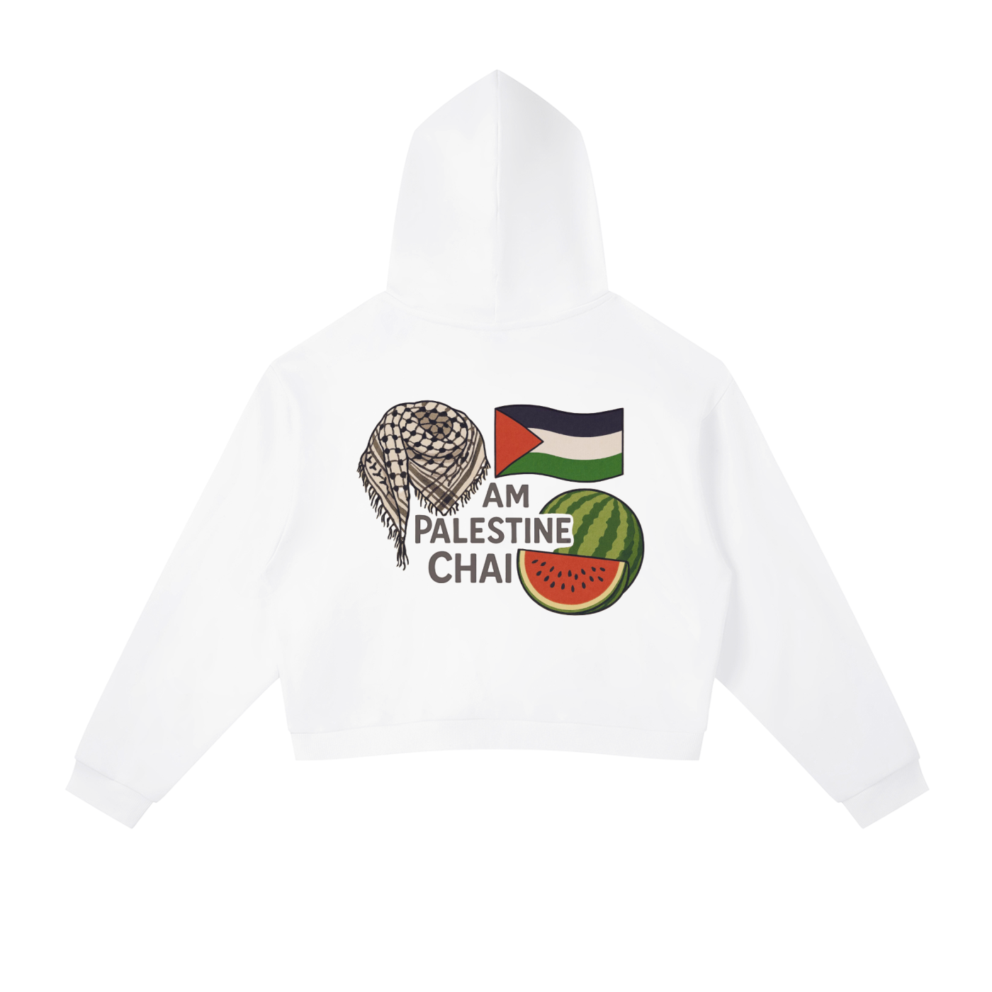 Am Palestine Chai Women Cropped Hoodie