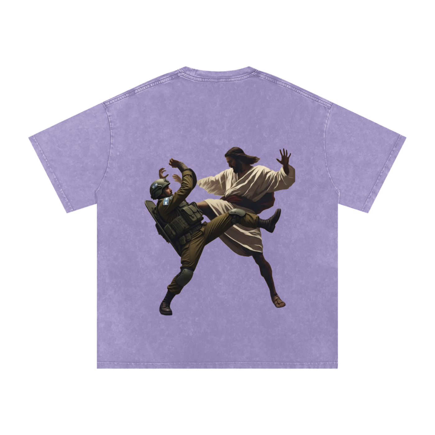 Jesus Fighting Demon Oversized Cotton T-Shirt