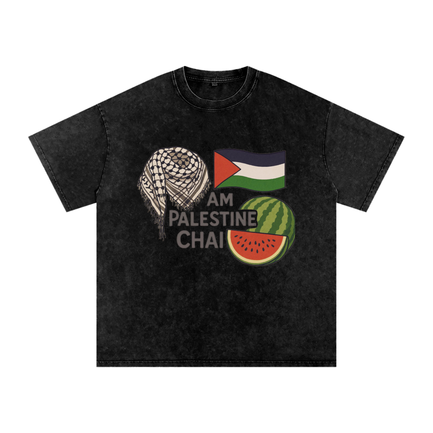 Am Palestine Chai Snow Washed Oversized T-Shirt