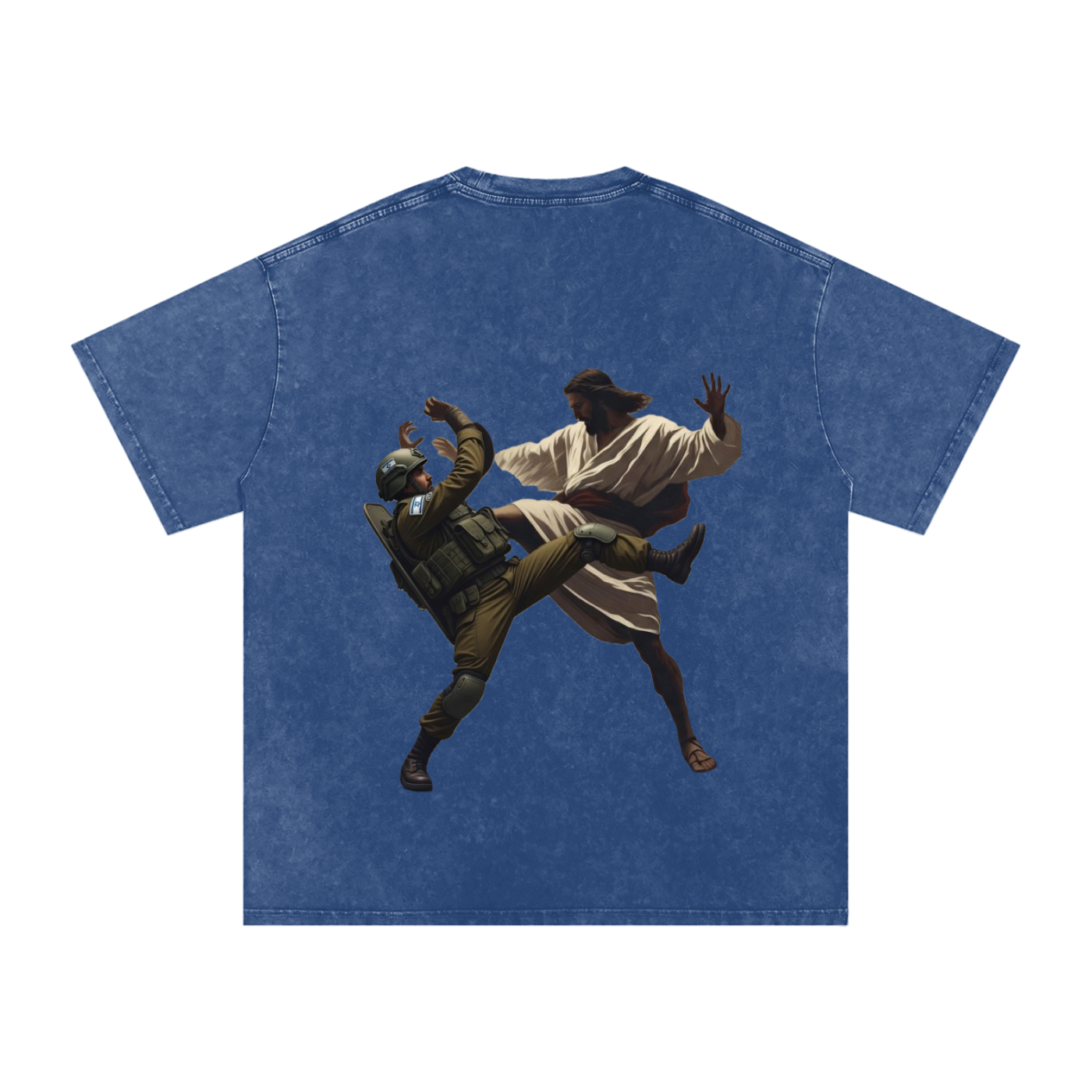 Jesus Fighting Demon Oversized Cotton T-Shirt