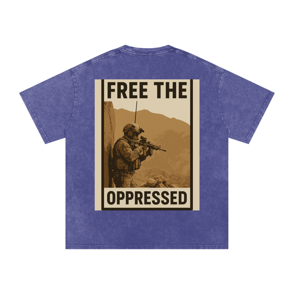 Free The Oppressed Snow Washed Oversized Cotton T-Shirt