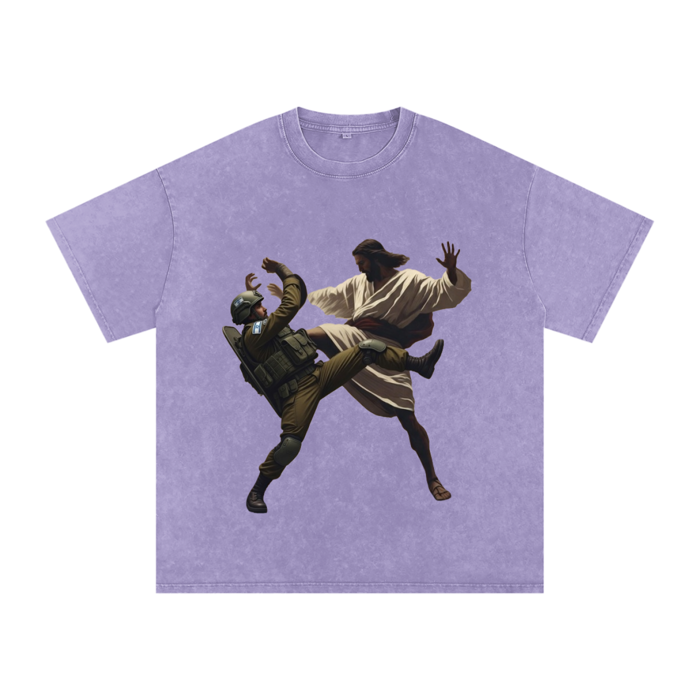 Jesus Fighting Soldier Oversized Cotton T-Shirt