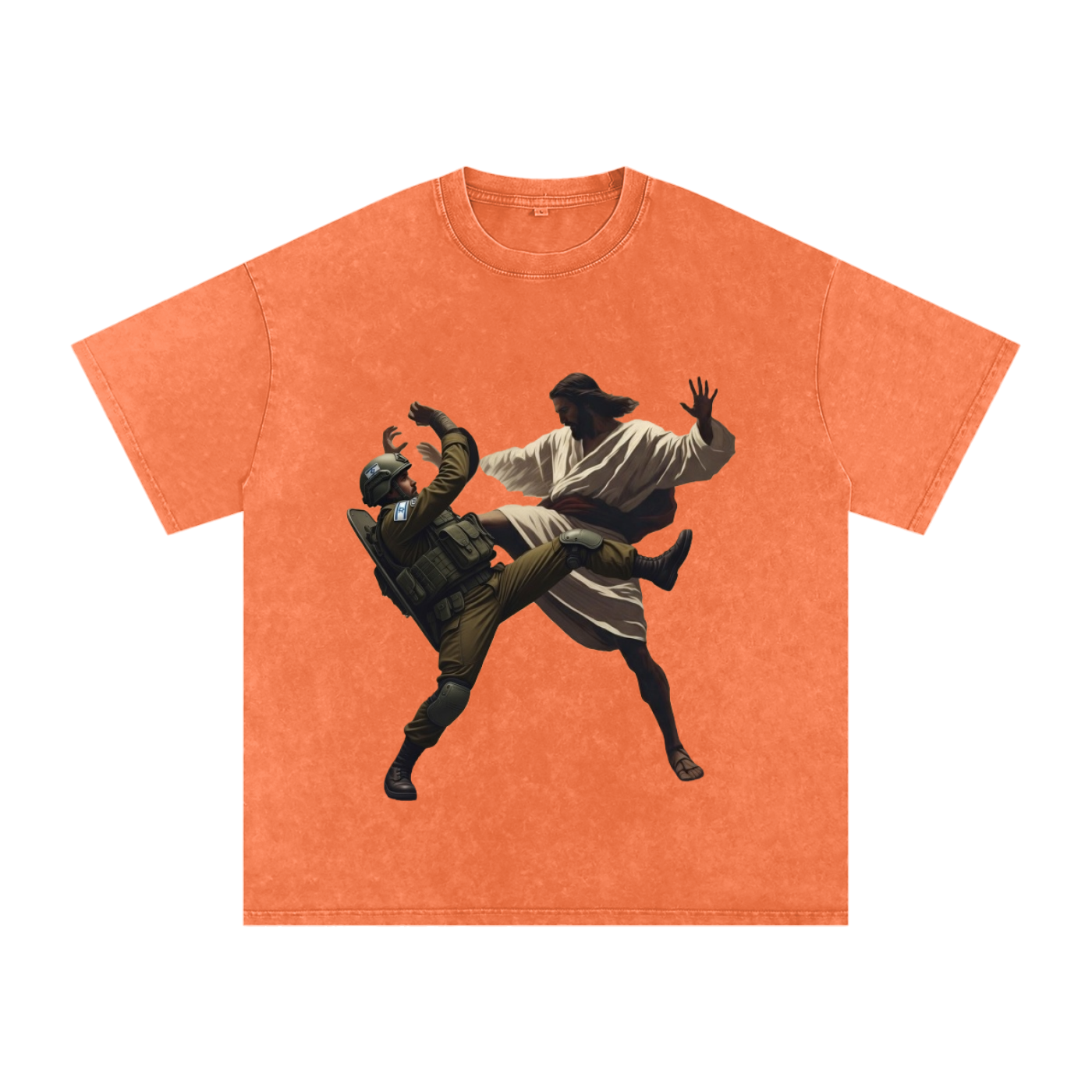 Jesus Fighting Soldier Oversized Cotton T-Shirt