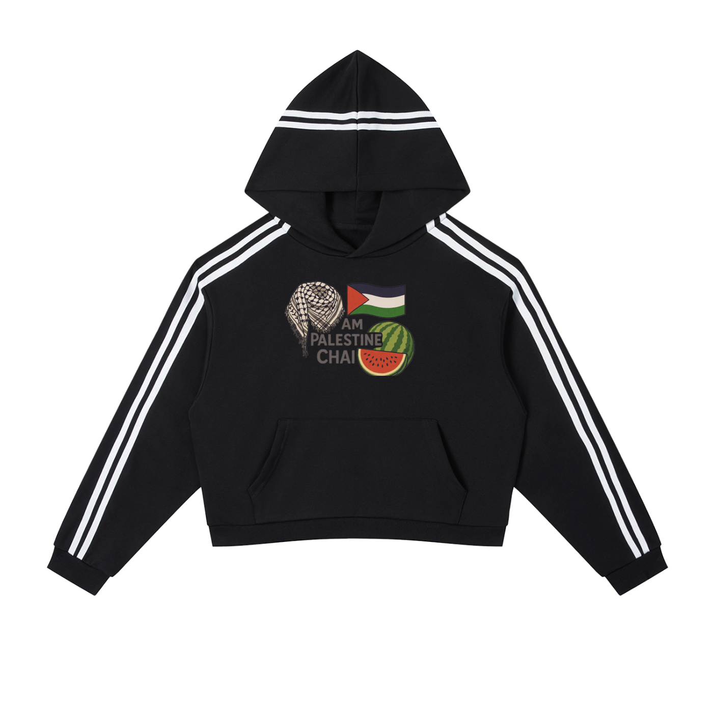 Am Palestine Chai Women Cropped Hoodie
