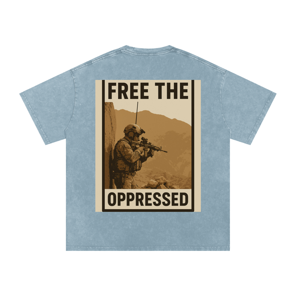 Free The Oppressed Snow Washed Oversized Cotton T-Shirt