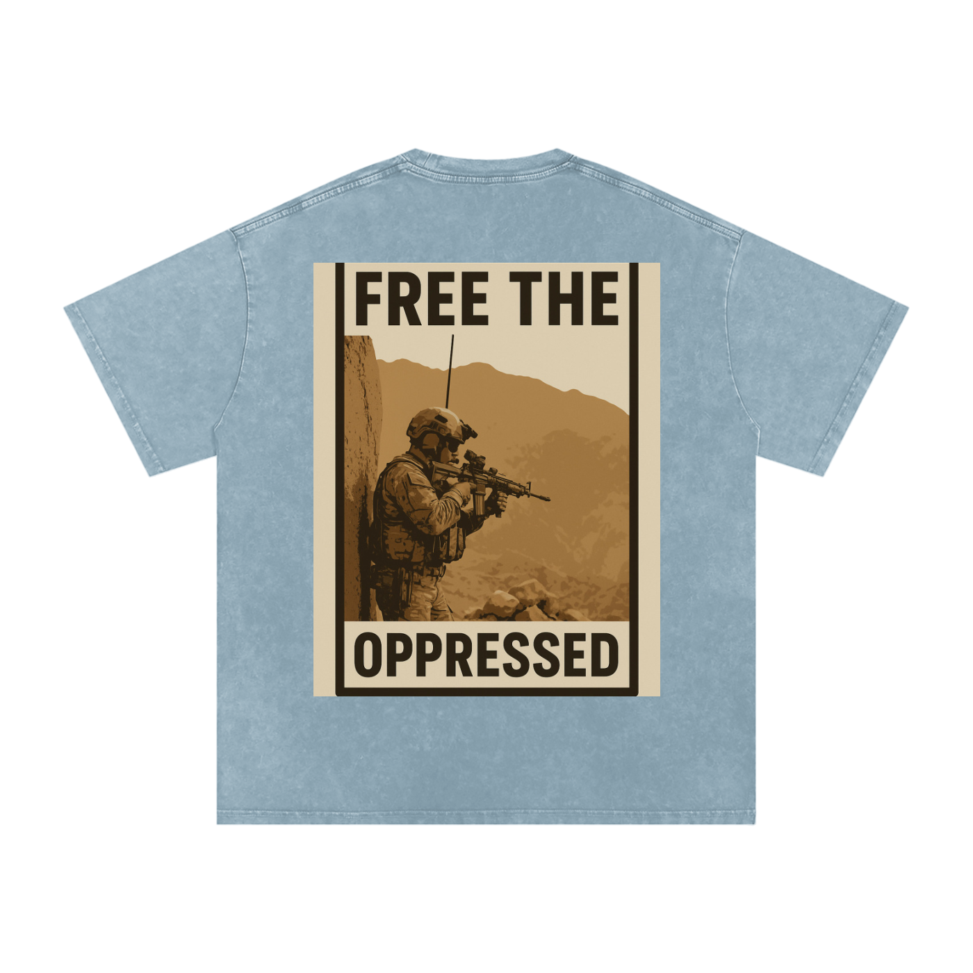 Free The Oppressed Snow Washed Oversized Cotton T-Shirt
