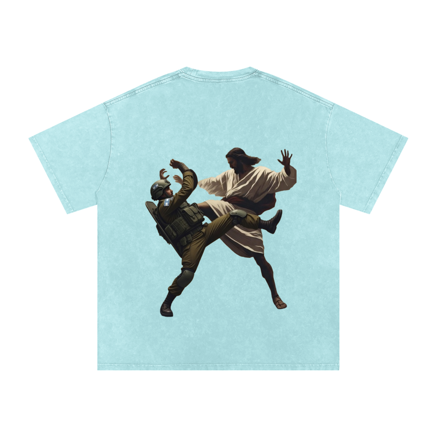 Jesus Fighting Demon Oversized Cotton T-Shirt