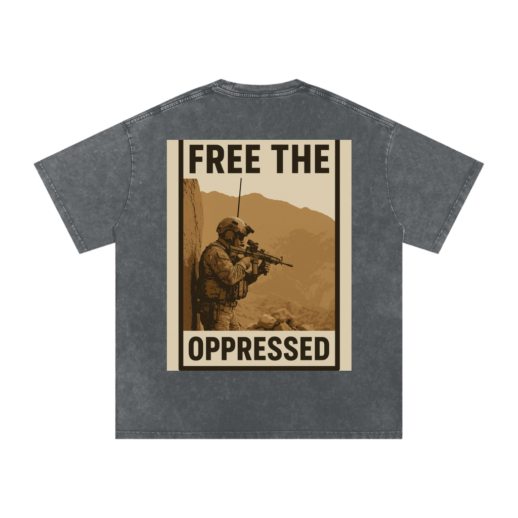 Free The Oppressed Snow Washed Oversized Cotton T-Shirt