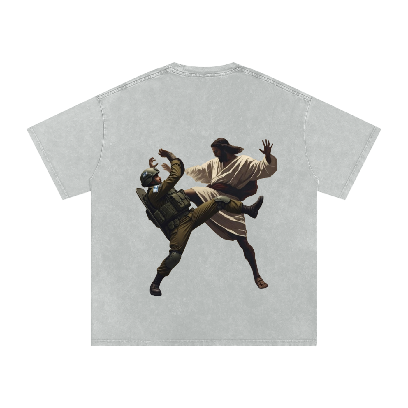 Jesus Fighting Demon Oversized Cotton T-Shirt