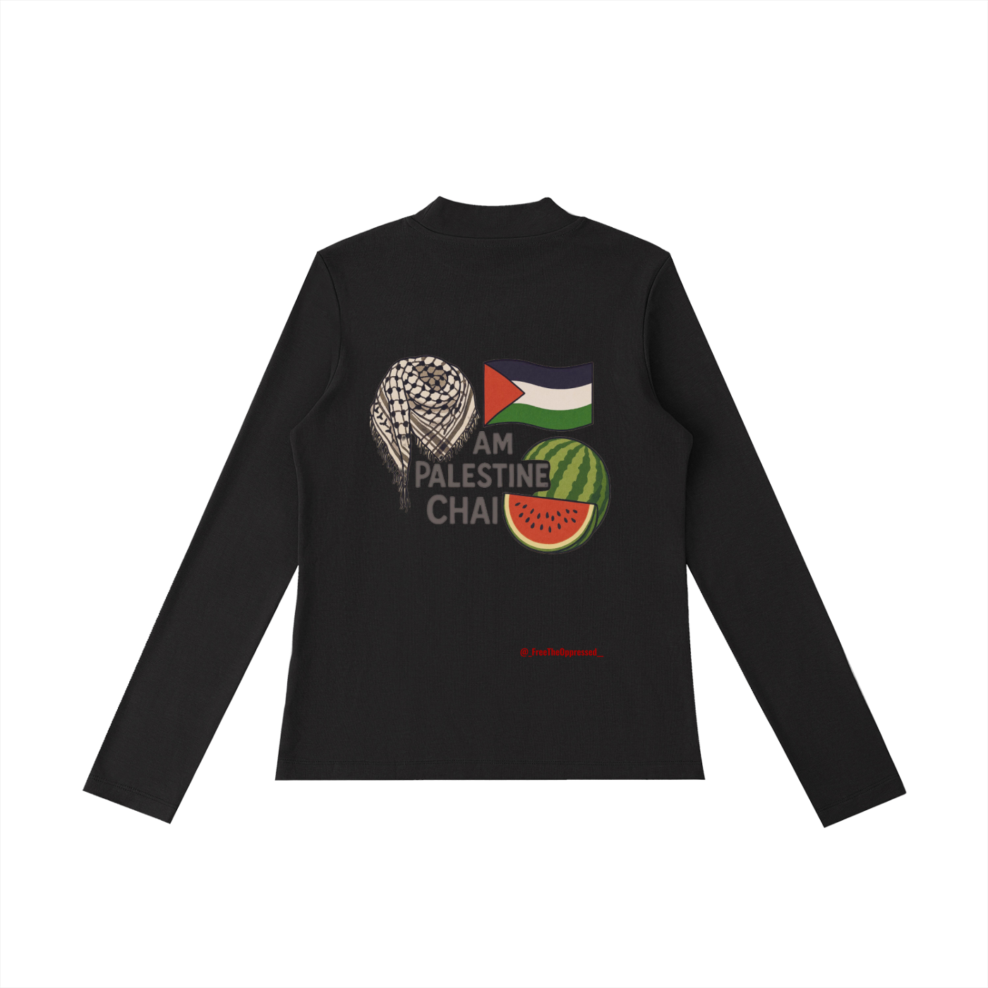 Am Palestine Chai Women Front Logo Long Sleeve T-Shirt
