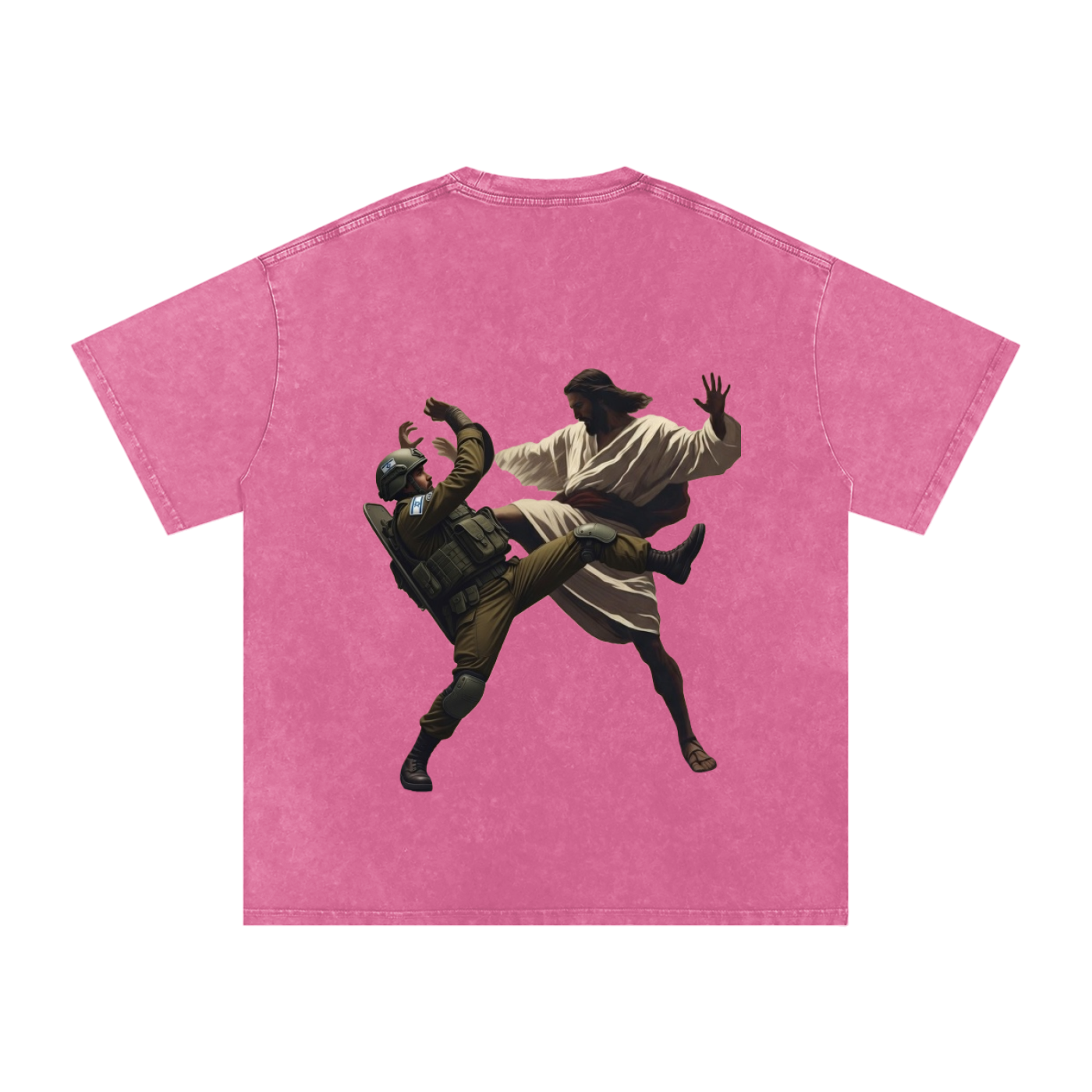 Jesus Fighting Demon Oversized Cotton T-Shirt
