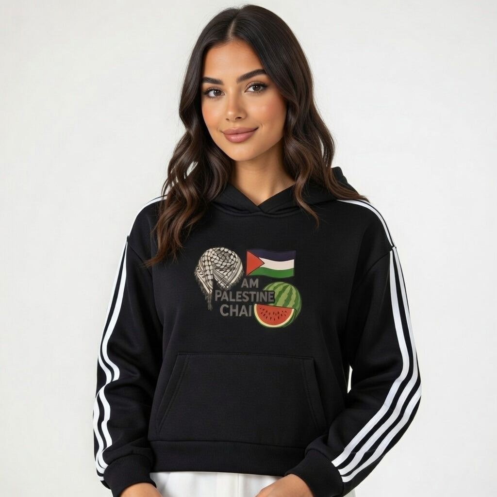 Am Palestine Chai Women Cropped Hoodie