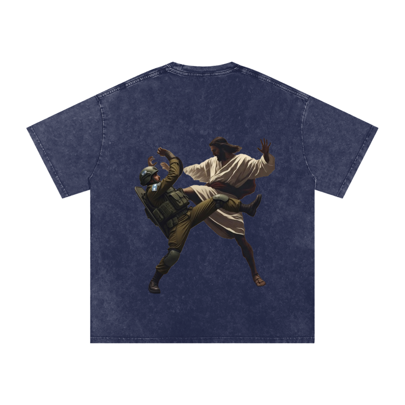 Jesus Fighting Demon Oversized Cotton T-Shirt