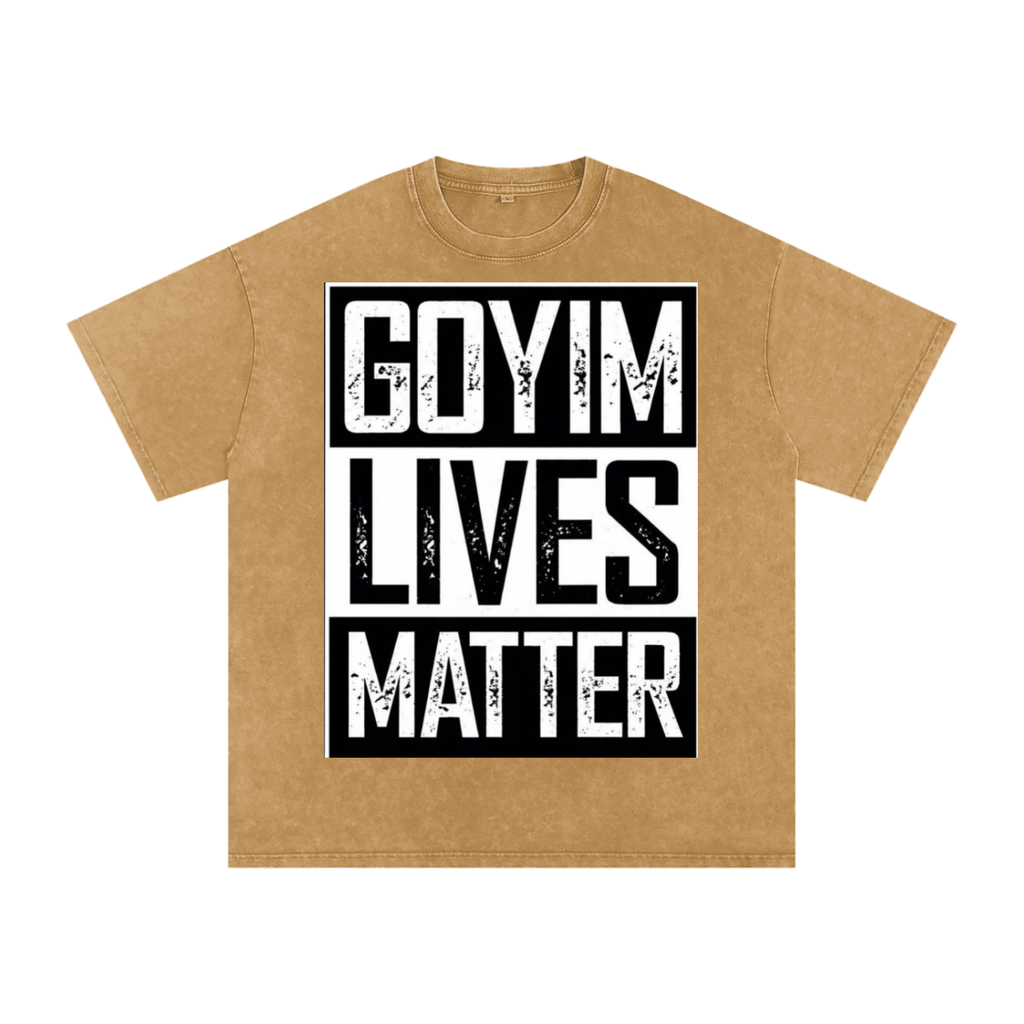Goyim Lives Matter Front Logo Snow Washed Oversized Cotton T-Shirt
