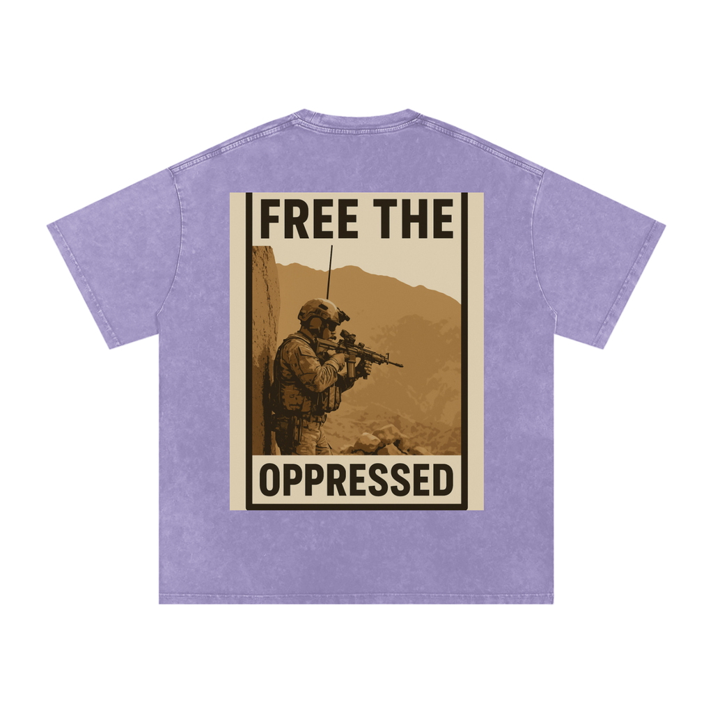 Free The Oppressed Snow Washed Oversized Cotton T-Shirt