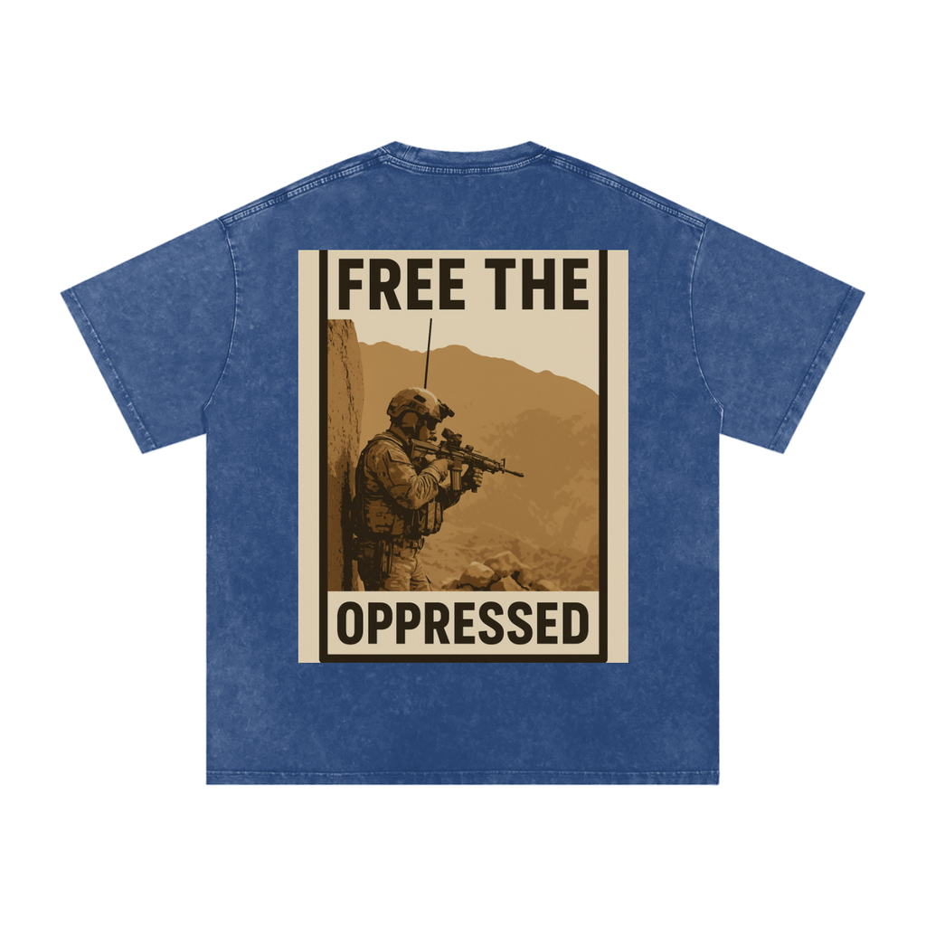 Free The Oppressed Snow Washed Oversized Cotton T-Shirt