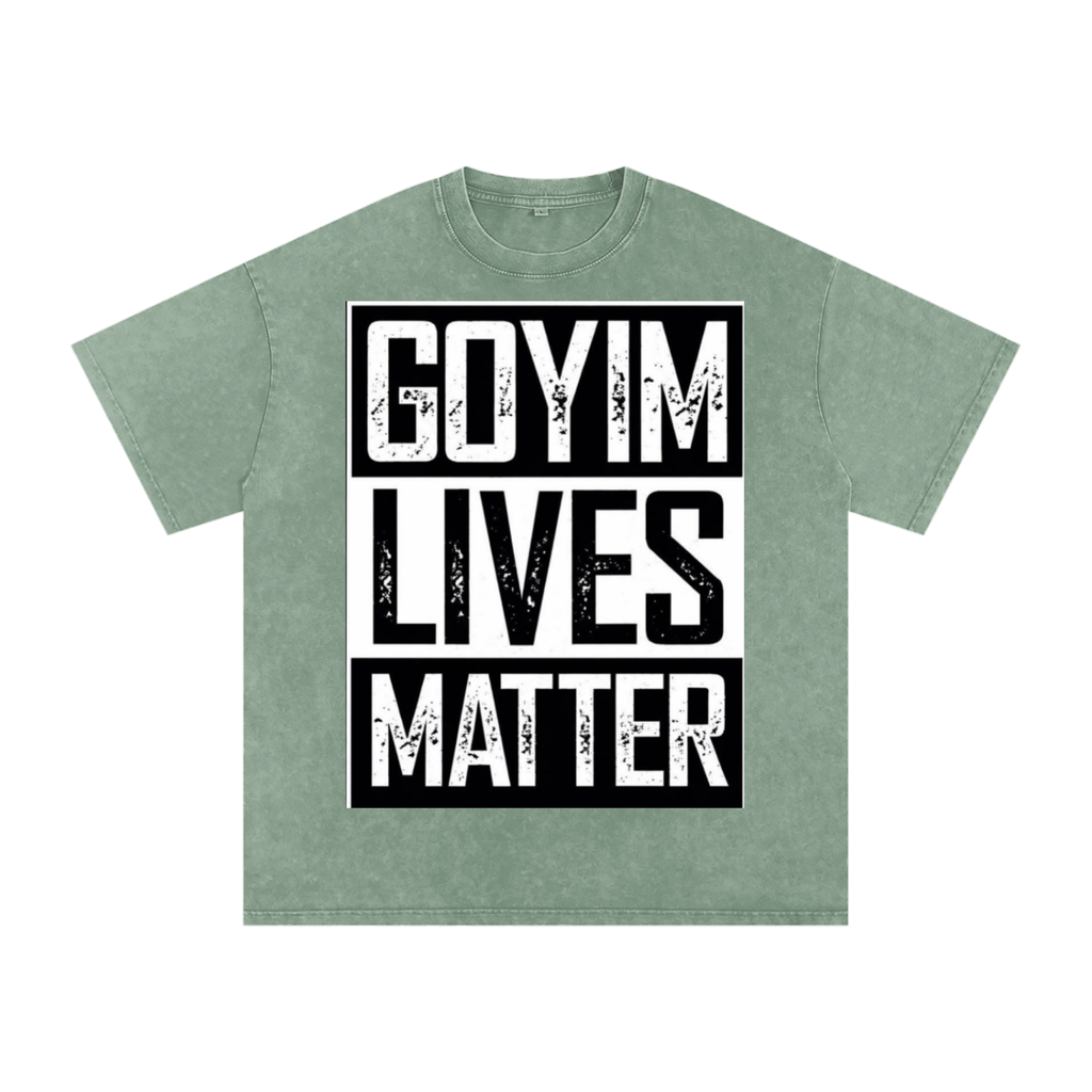 Goyim Lives Matter Front Logo Snow Washed Oversized Cotton T-Shirt