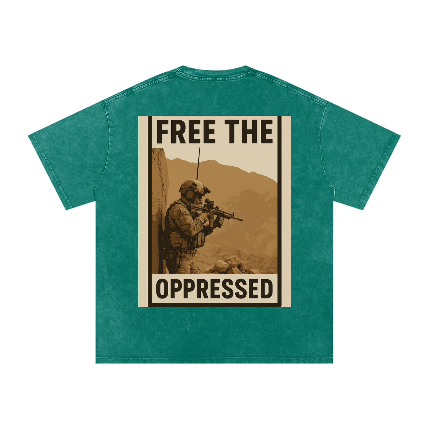 Free The Oppressed Snow Washed Oversized Cotton T-Shirt