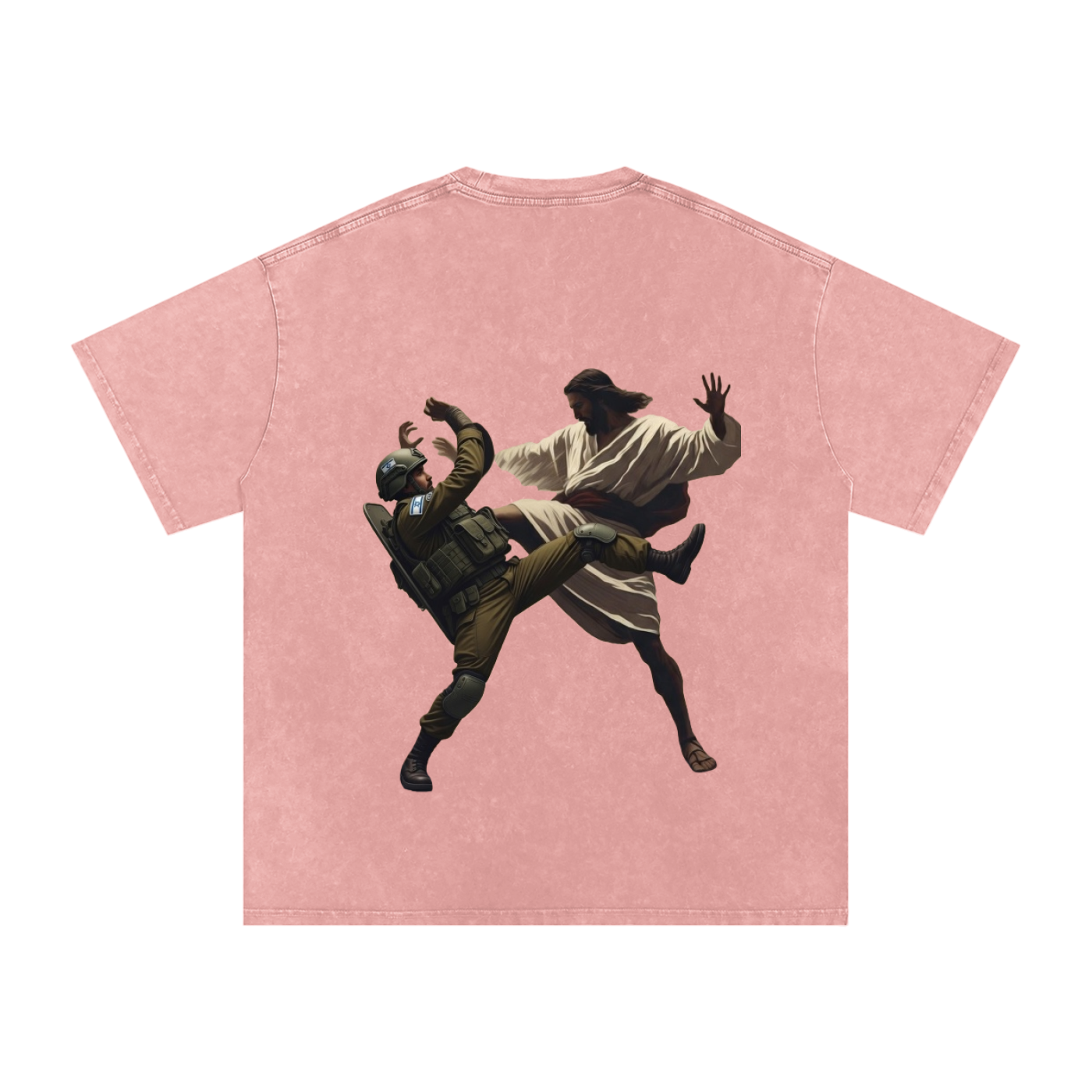 Jesus Fighting Demon Oversized Cotton T-Shirt
