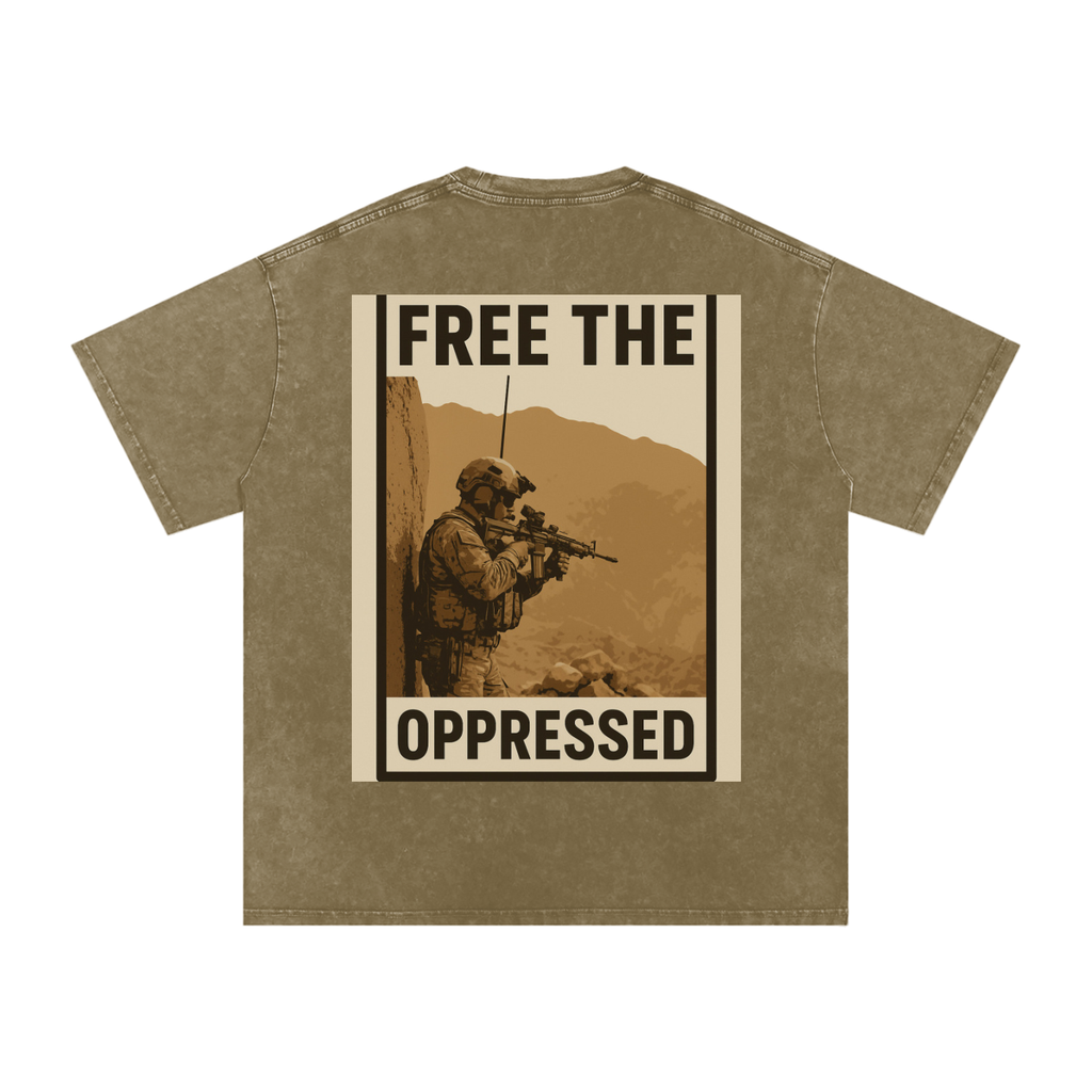 Free The Oppressed Snow Washed Oversized Cotton T-Shirt