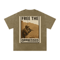 Free The Oppressed Snow Washed Oversized Cotton T-Shirt