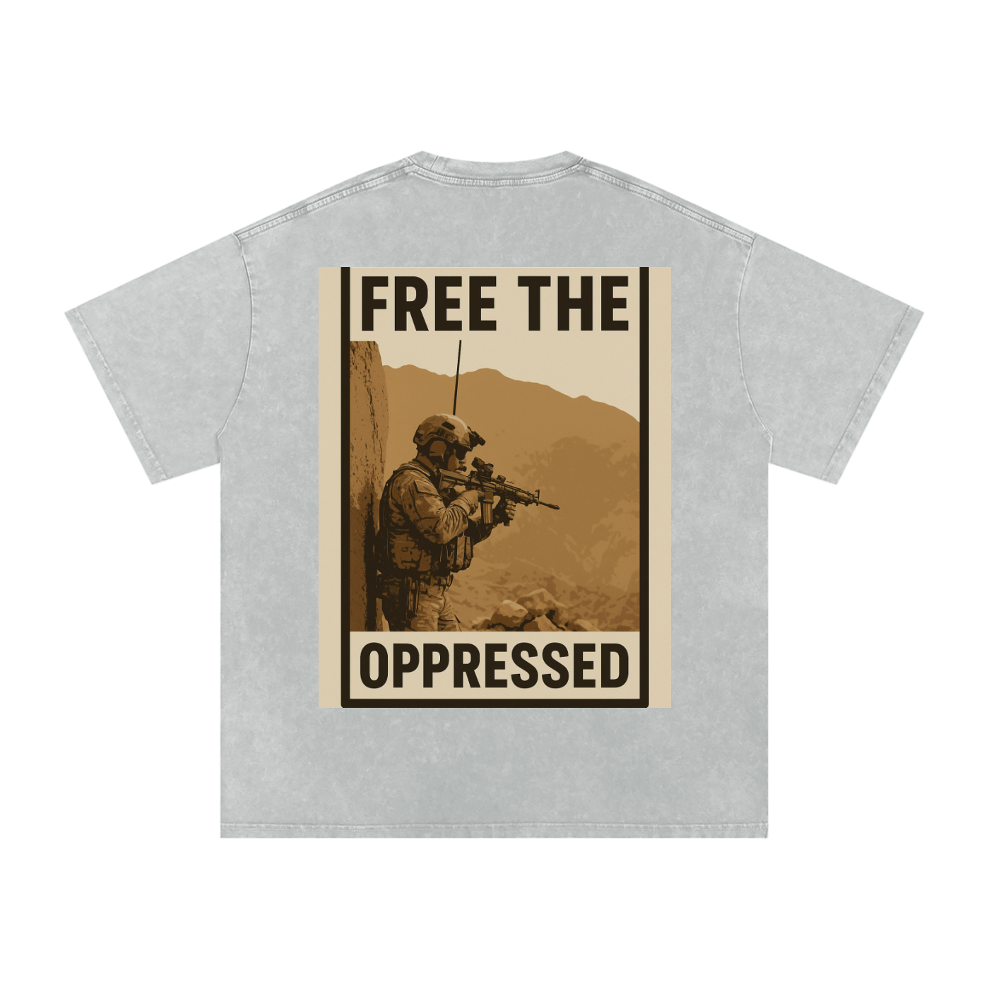 Free The Oppressed Snow Washed Oversized Cotton T-Shirt
