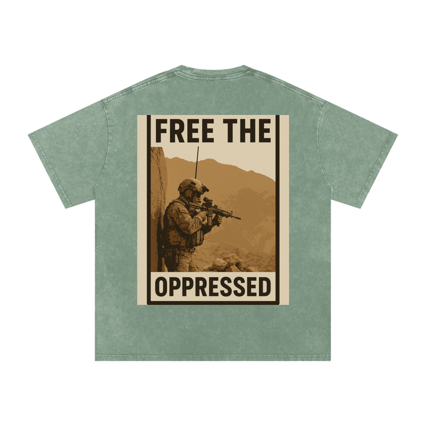 Free The Oppressed Snow Washed Oversized Cotton T-Shirt