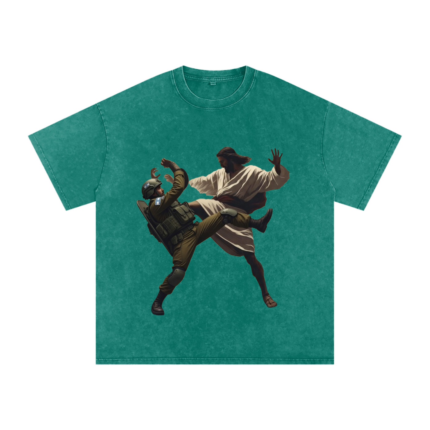 Jesus Fighting Soldier Oversized Cotton T-Shirt