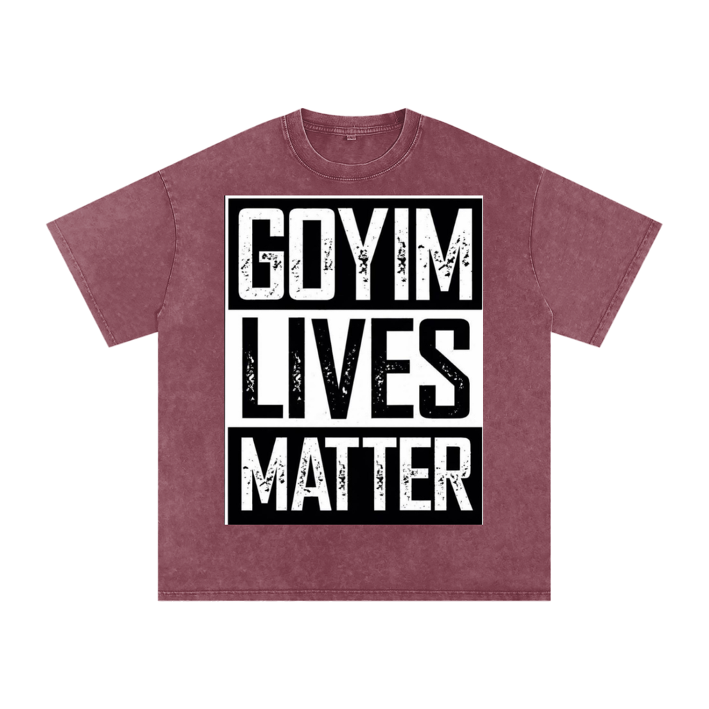 Goyim Lives Matter Front Logo Snow Washed Oversized Cotton T-Shirt
