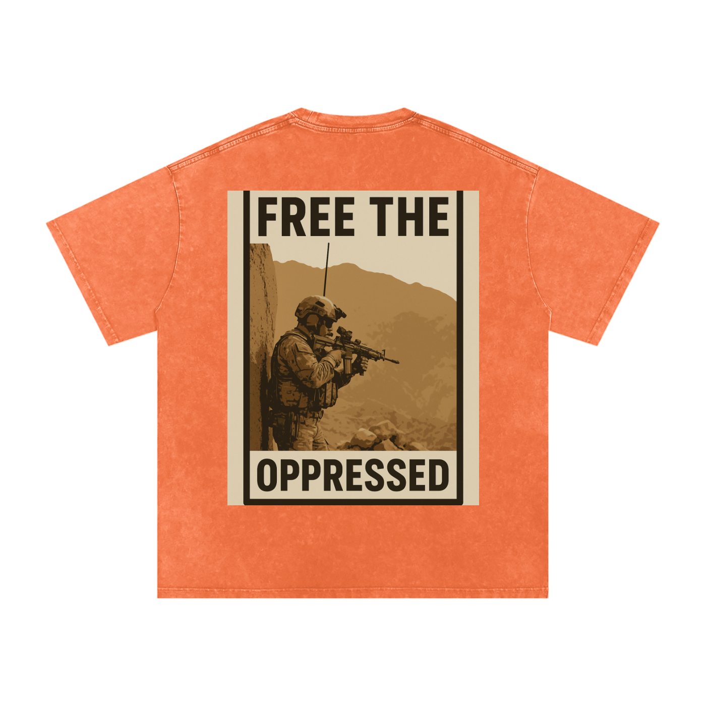 Free The Oppressed Snow Washed Oversized Cotton T-Shirt