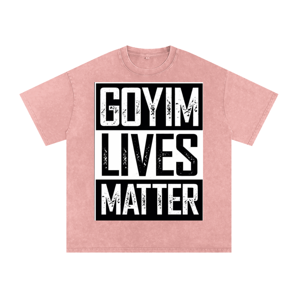 Goyim Lives Matter Front Logo Snow Washed Oversized Cotton T-Shirt