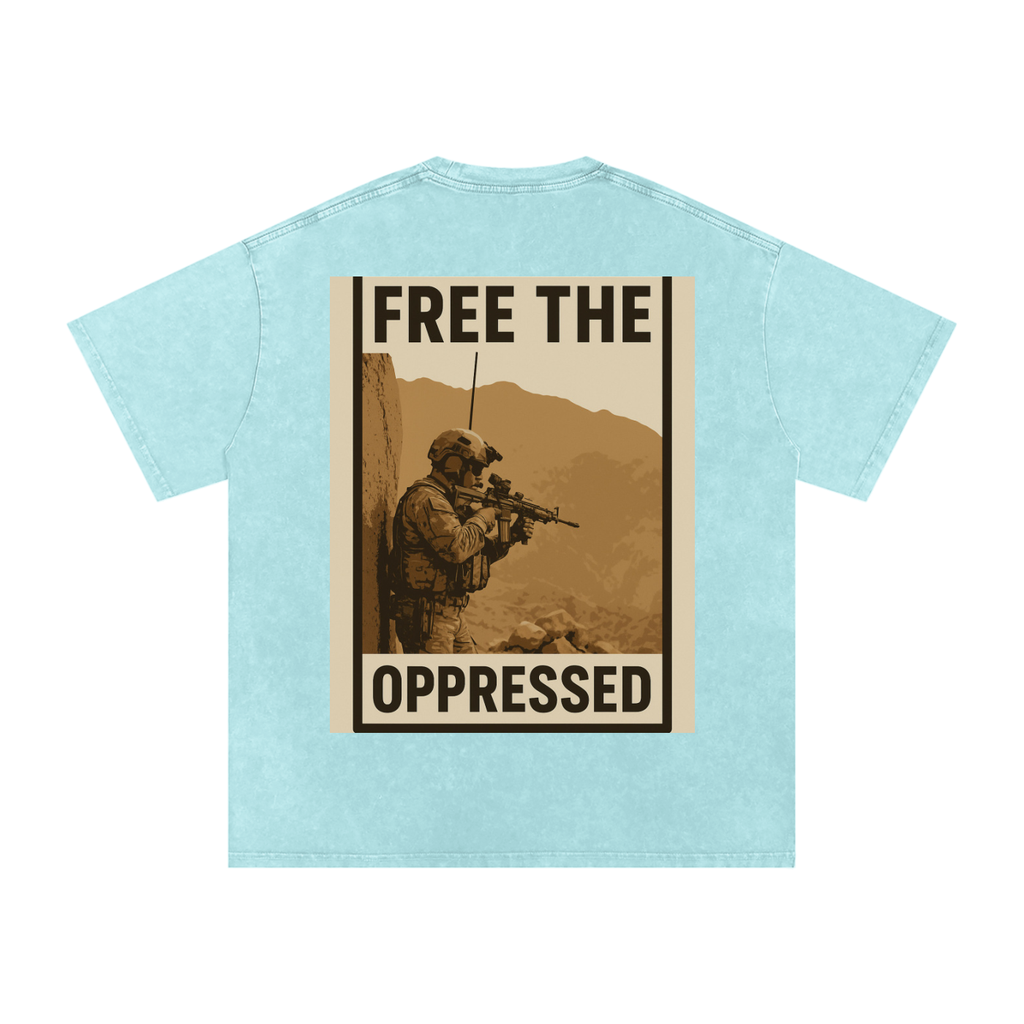 Free The Oppressed Snow Washed Oversized Cotton T-Shirt